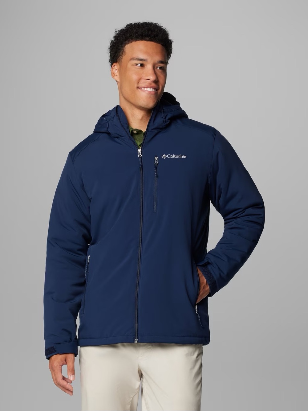 NWT Columbia Gate Racer II Softshell Hooded Jacket Men’s Large Navy